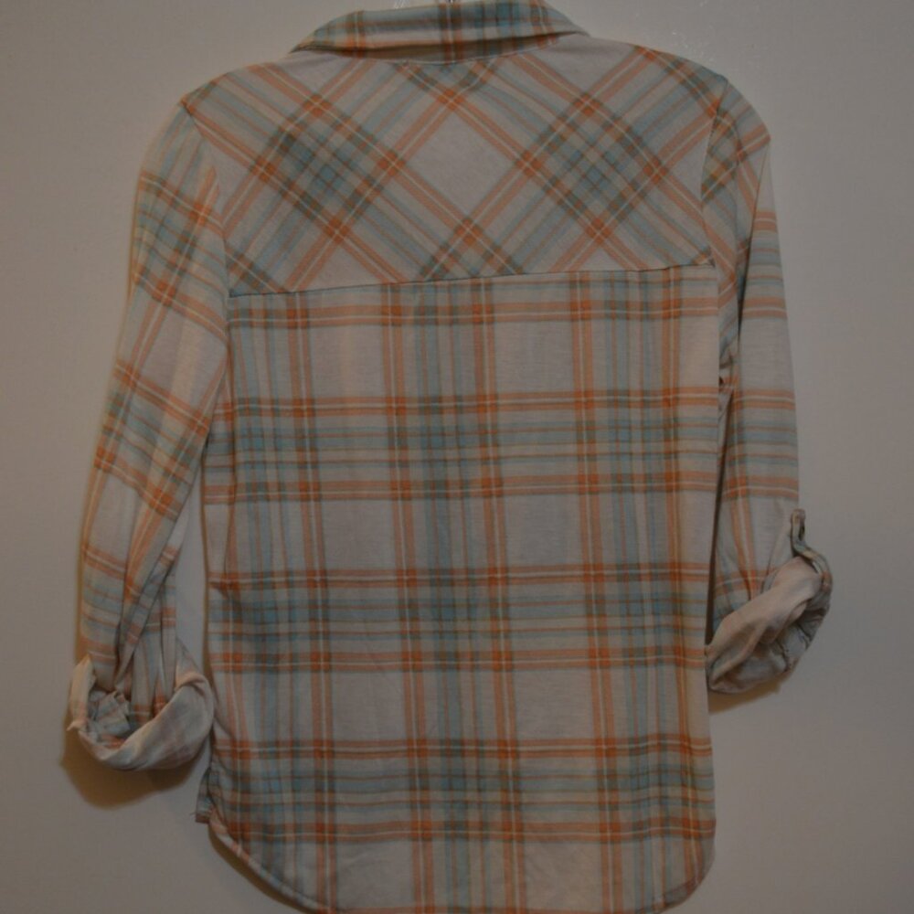 PASSPORT Button Down Plaid Pastel Colors Girls Shirt L - Picture 5 of 5
